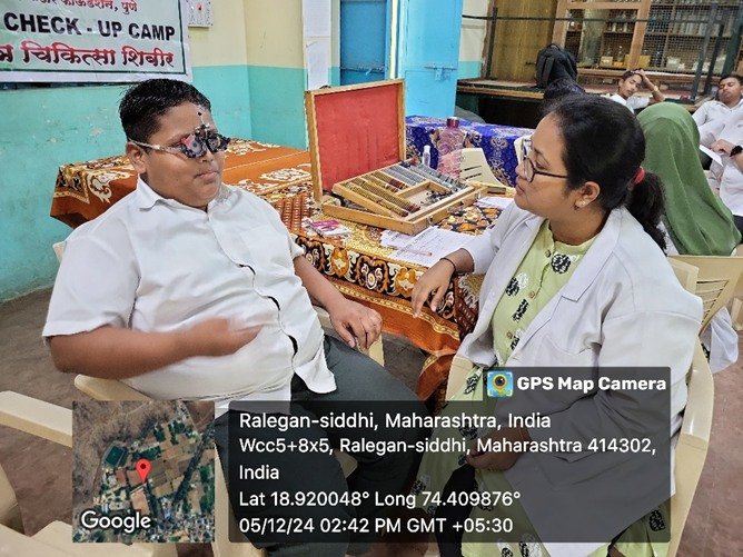 Eye camp at Shri Sant Nilobaray Vidyalaya and Junior College, Ralegan-Siddhi, Maharashtra