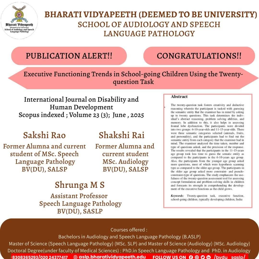"Publication Alert: Executive Functioning Trends in School-going Children"